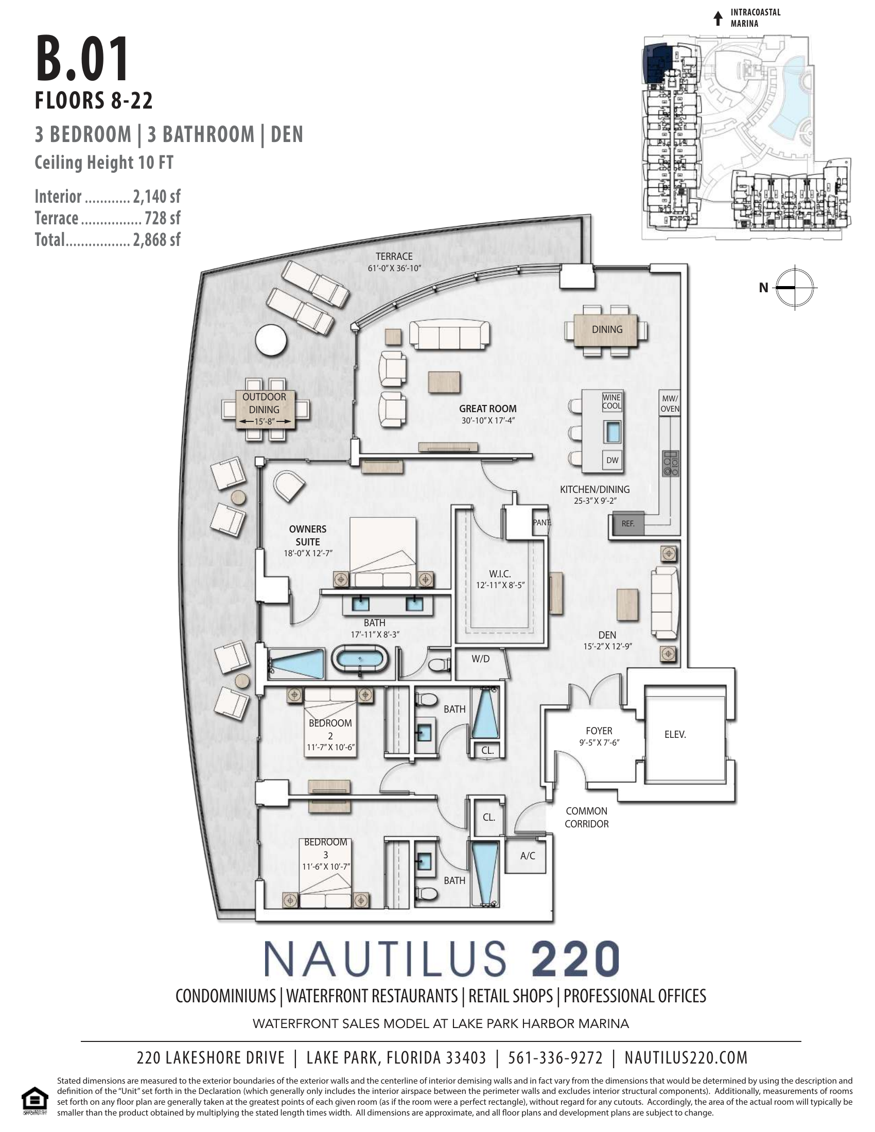 Nautilus 220 — Residence B.01 (3BR/3BA + Den)