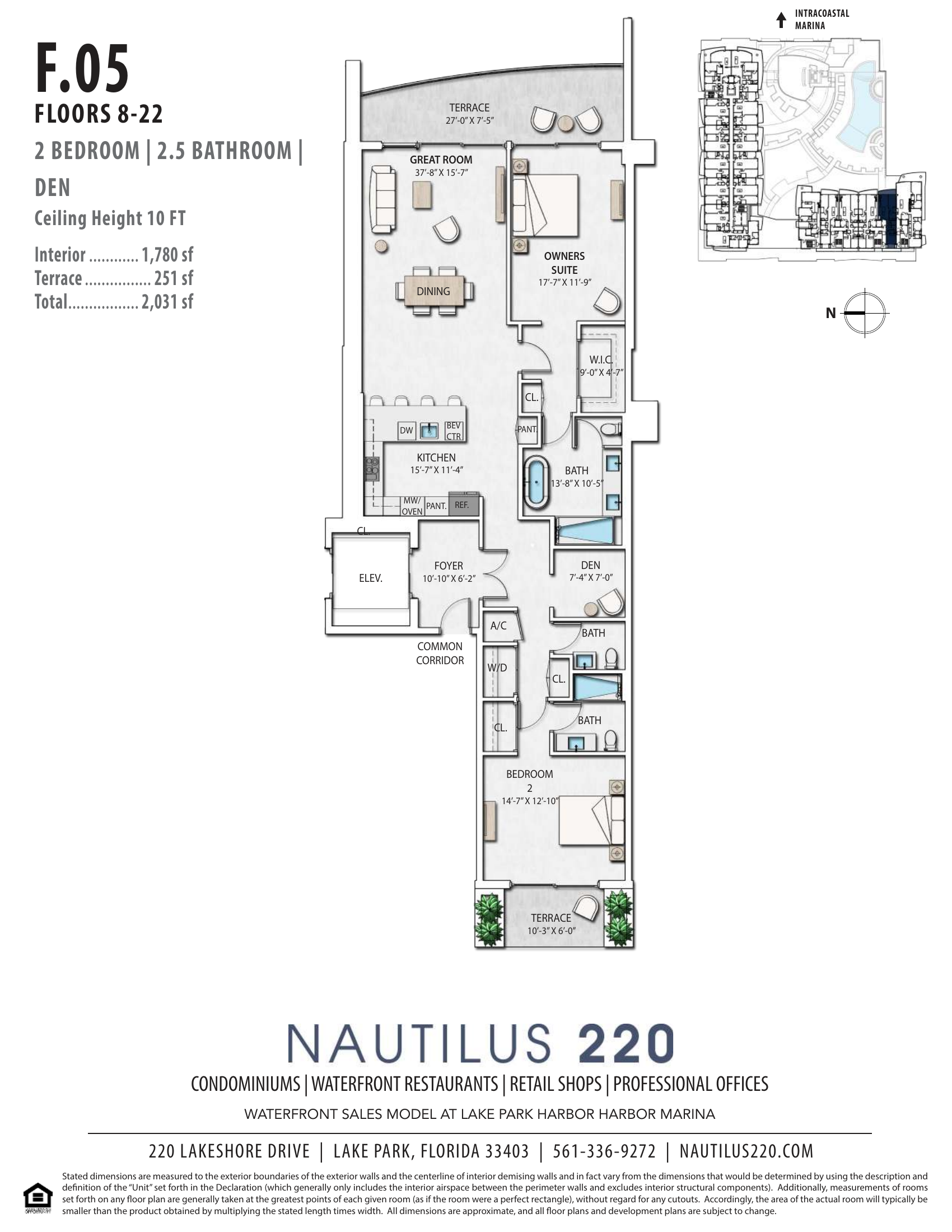 Nautilus 220 — Residence F.05 (2BR/2.5BA + Den)