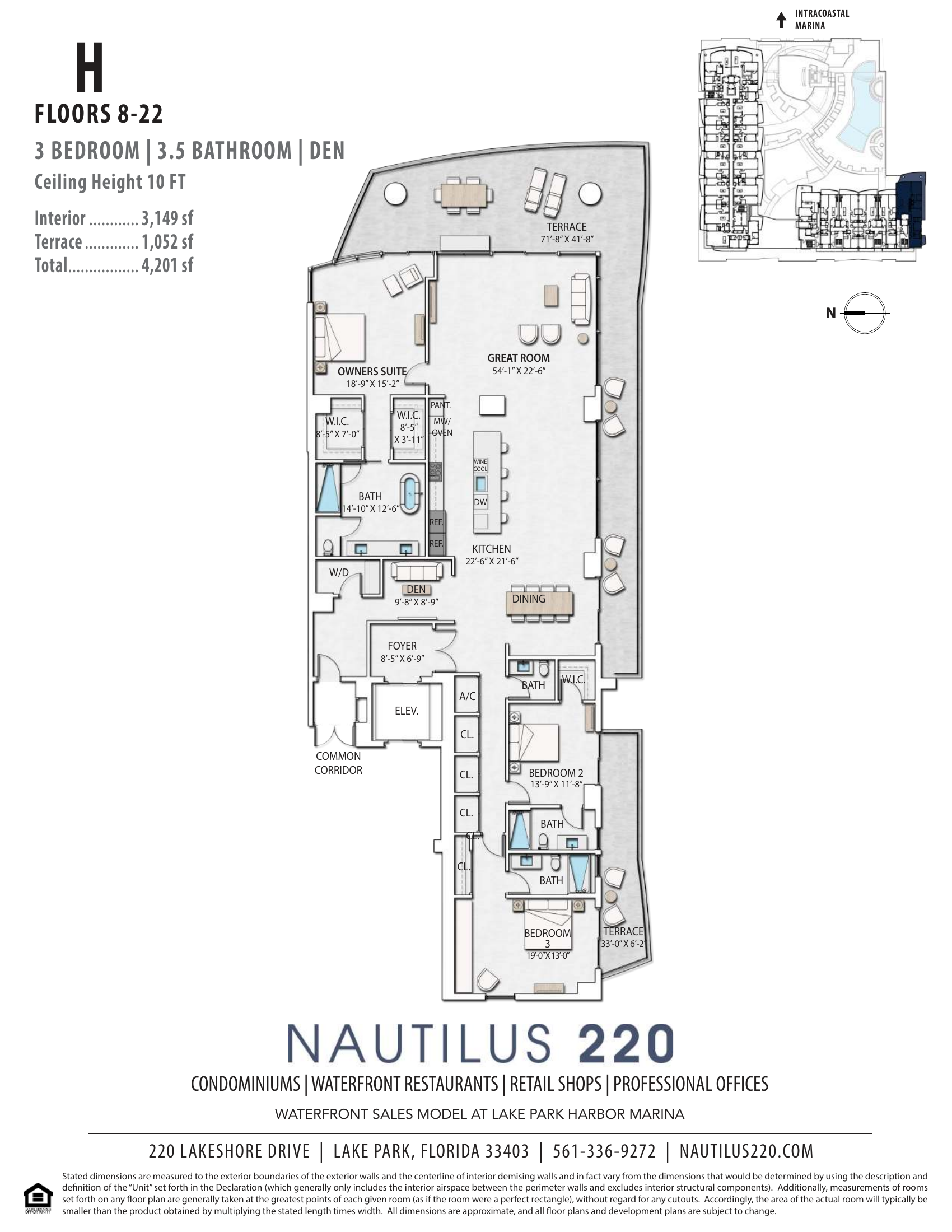 Nautilus 220 — Residence H (3BR/3.5BA + Den)